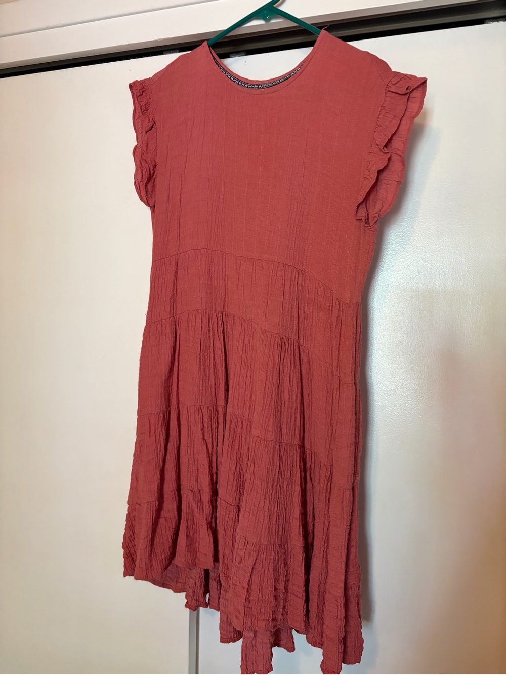 Knox Rose Rust Tiered Ruffle Sleeve Casual Dress
